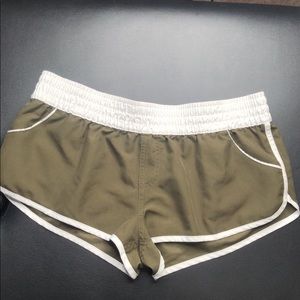 Army green swim shorts